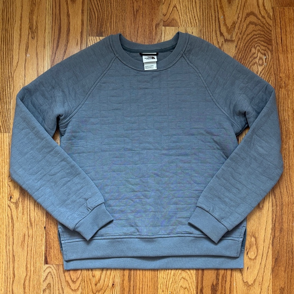 The North Face Recover Up Quilted Crewneck Pullover Sweatshirt Gray‎ size Small